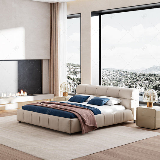 Puffs of cloth art double bed